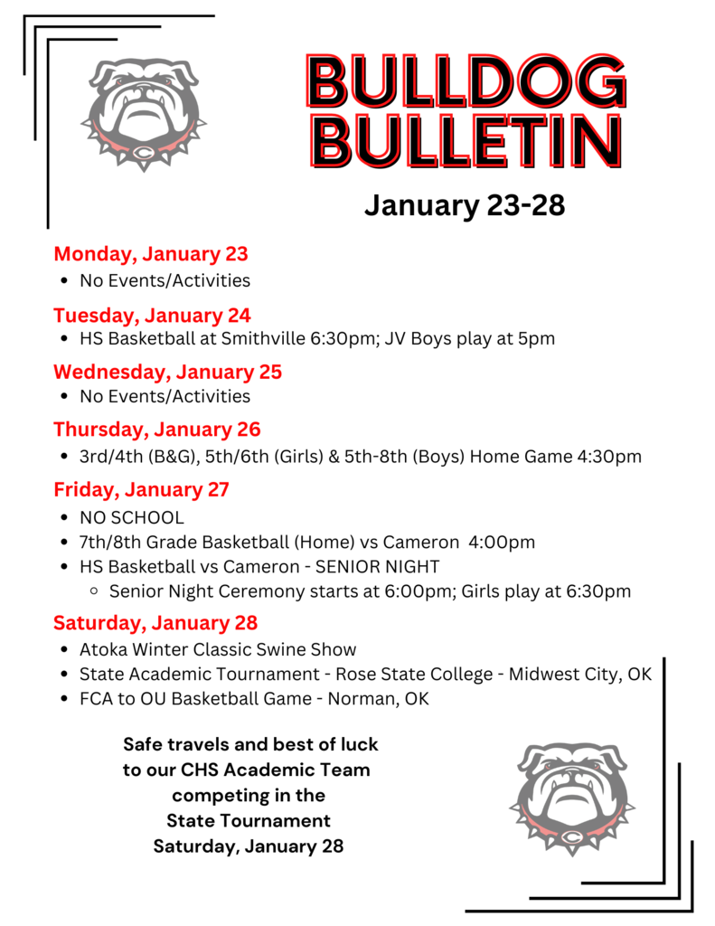 January 23-28 Bulldog Bulletin