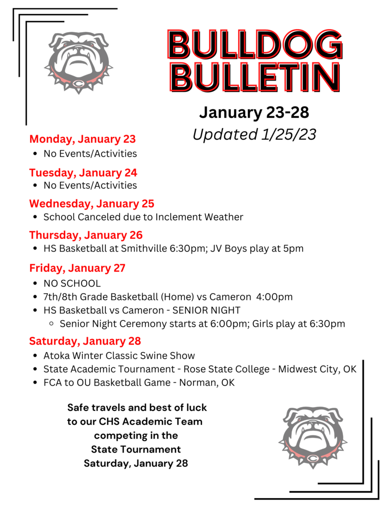 January 23-28 Bulldog Bulletin UPDATED