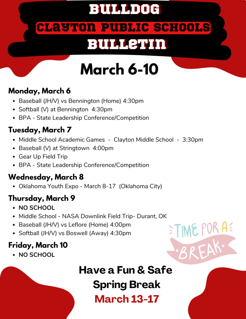 March 6-10 Bulldog Bulletin